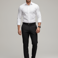 Men's White Shirt | Slim Fit Long Sleeve Button-Up Collar