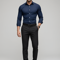 Men's White Shirt | Slim Fit Long Sleeve Button-Up Collar