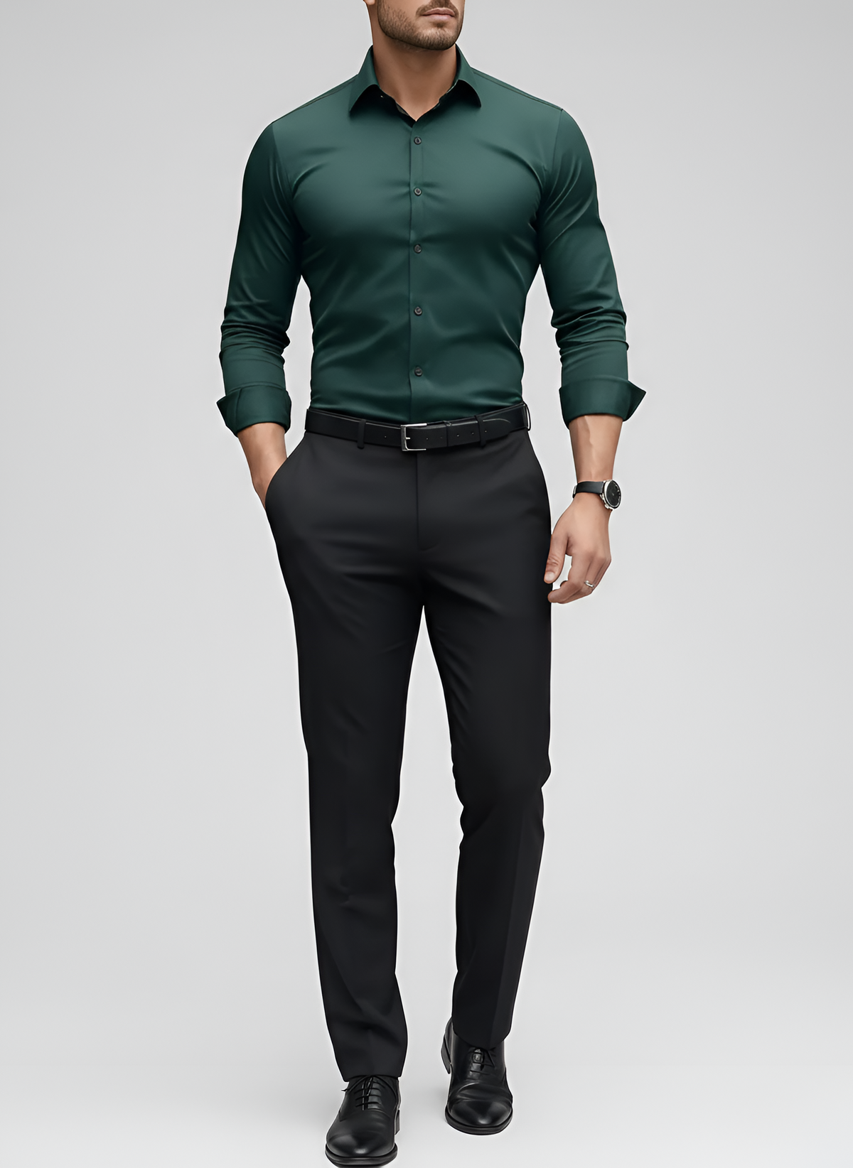 Men's White Shirt | Slim Fit Long Sleeve Button-Up Collar