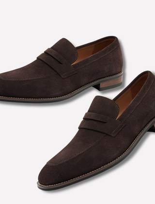 Men's Penny Loafers With Penny | Suede Slip-On Low Profile Moc Toe