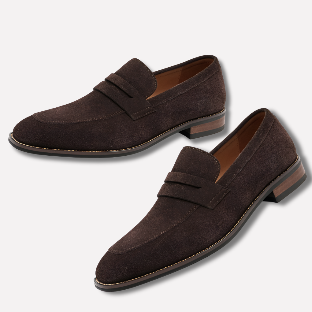 Men's Penny Loafers With Penny | Suede Slip-On Low Profile Moc Toe