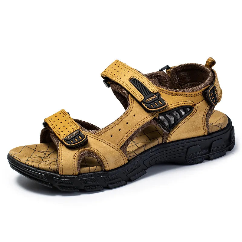 Men's Sandals | Open Toe Velcro Strap Leather
