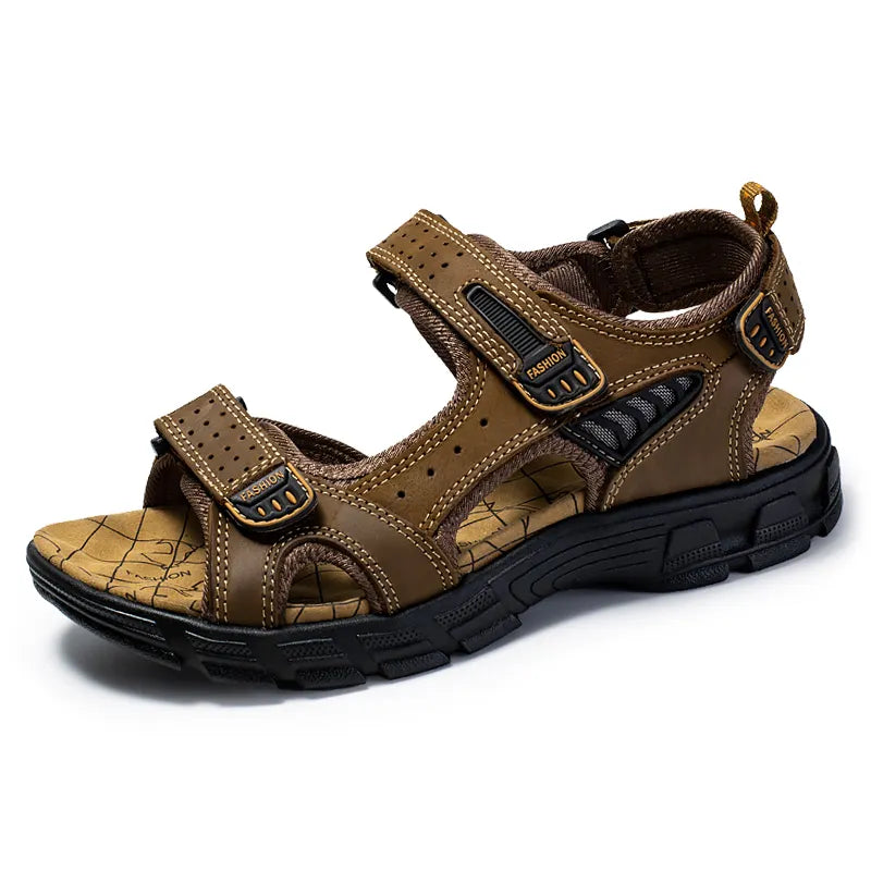 Men's Sandals | Open Toe Velcro Strap Leather