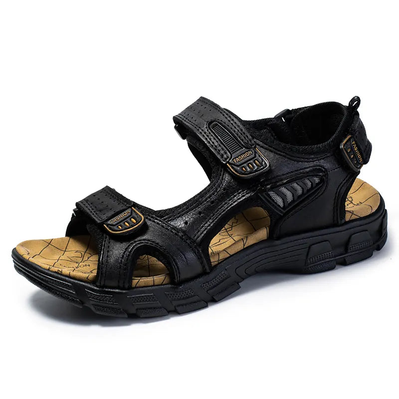 Men's Sandals | Open Toe Velcro Strap Leather
