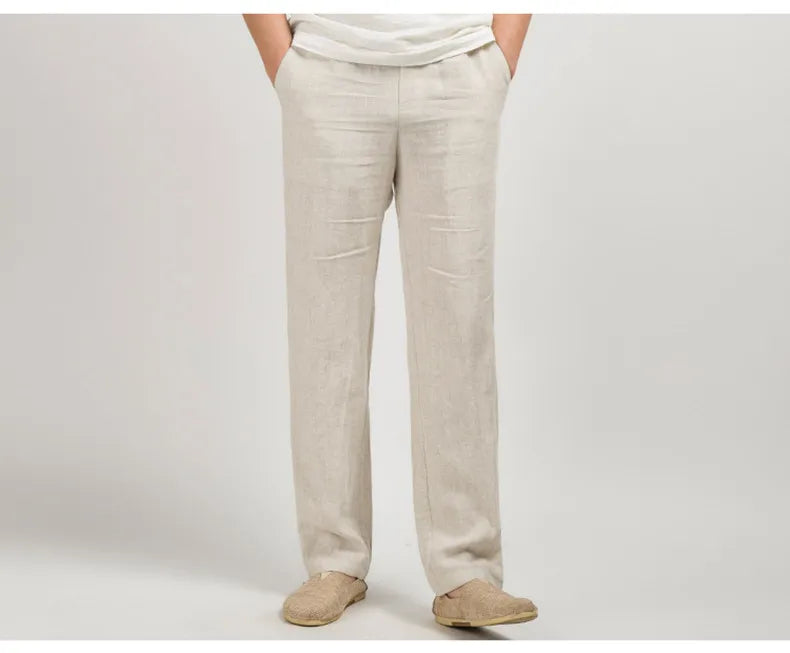 Men's High Waisted Pants | Relaxed Fit Linen Lightweight
