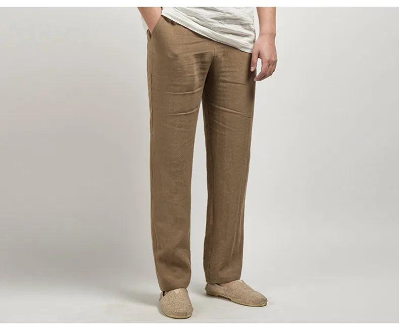 Men's High Waisted Pants | Relaxed Fit Linen Lightweight