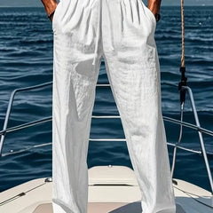 Men's Linen Slacks | Loose Fit Drawstring Full Length