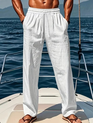 Men's Linen Slacks | Loose Fit Drawstring Full Length