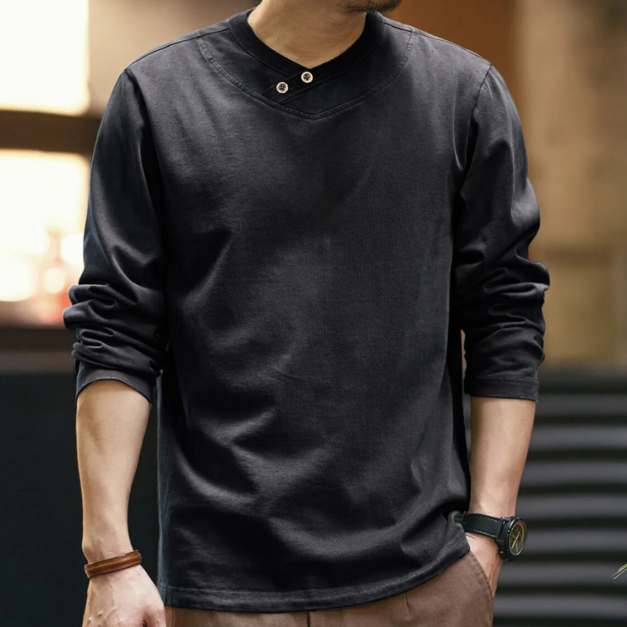Men's T Shirt | V-Neck Long Sleeve Knit