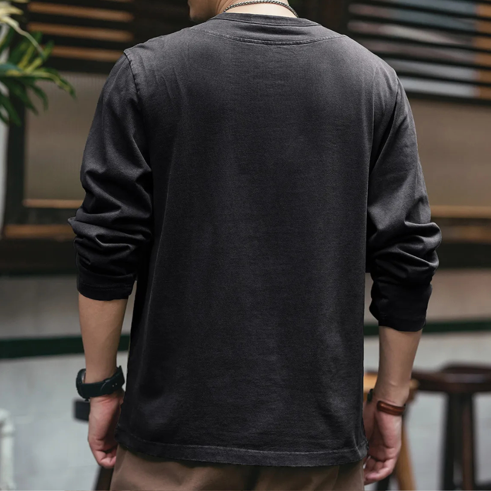 Men's T Shirt | V-Neck Long Sleeve Knit