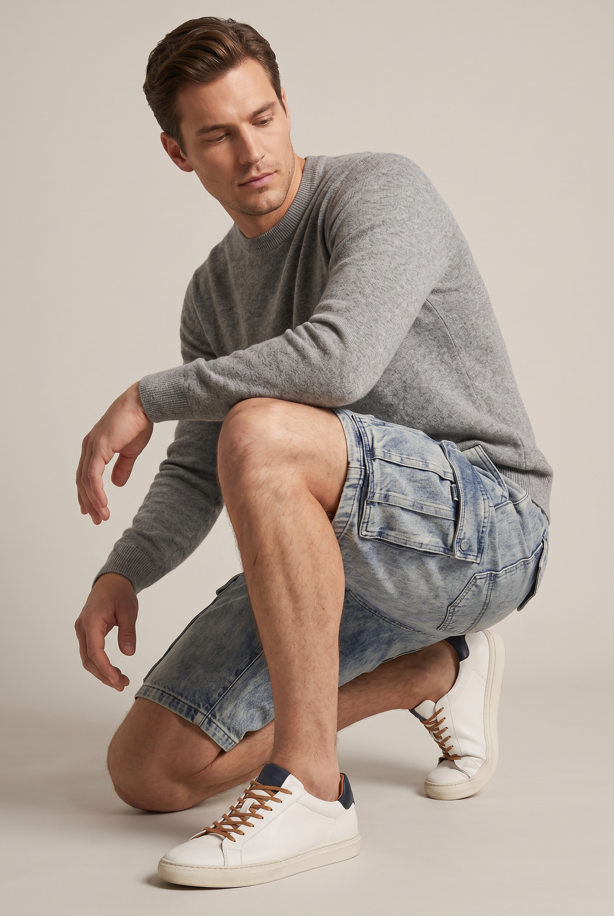 Men's Denim Shorts | Cargo Pockets Straight Fit Denim