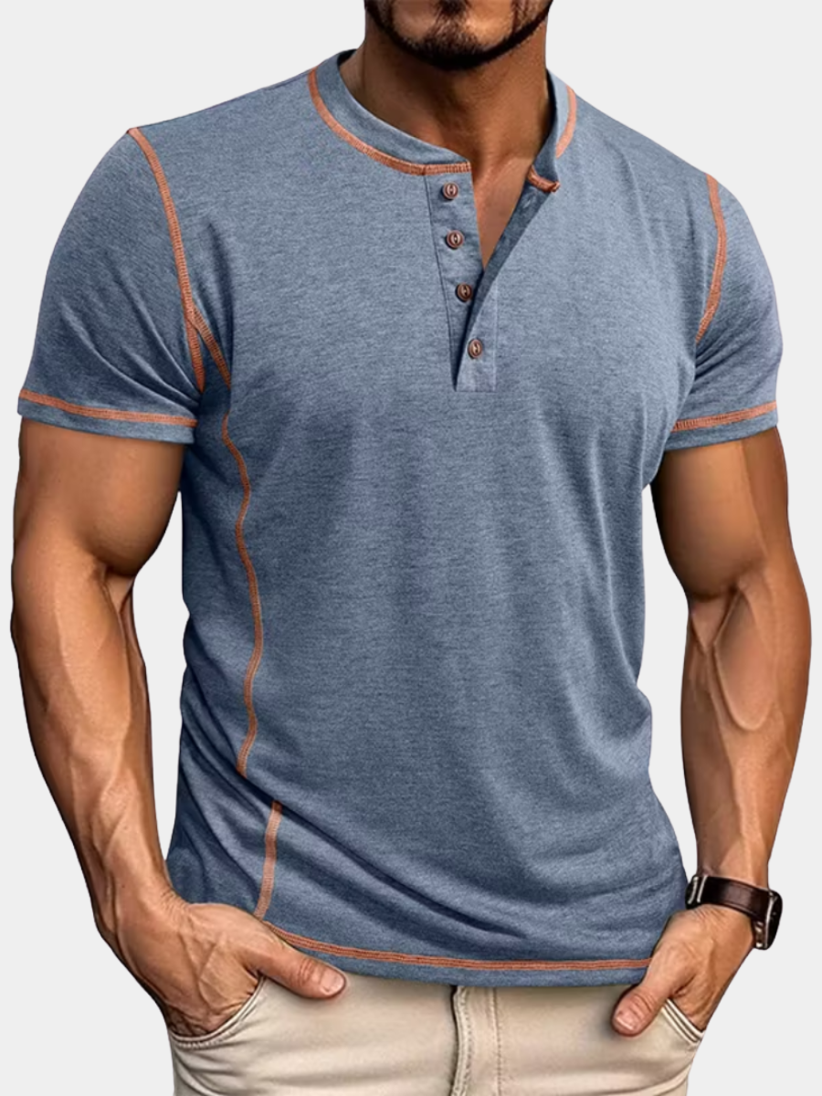 Men's T Shirt | Henley Neckline Button Closure Short Sleeve