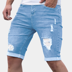 Men's Denim Shorts | Skinny Fit Distressed Rolled Hem