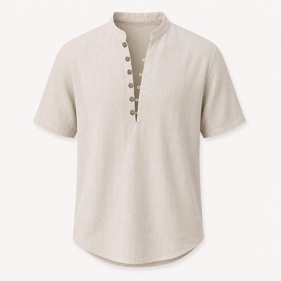 Men's Henley | Short Sleeve Button Closure Linen