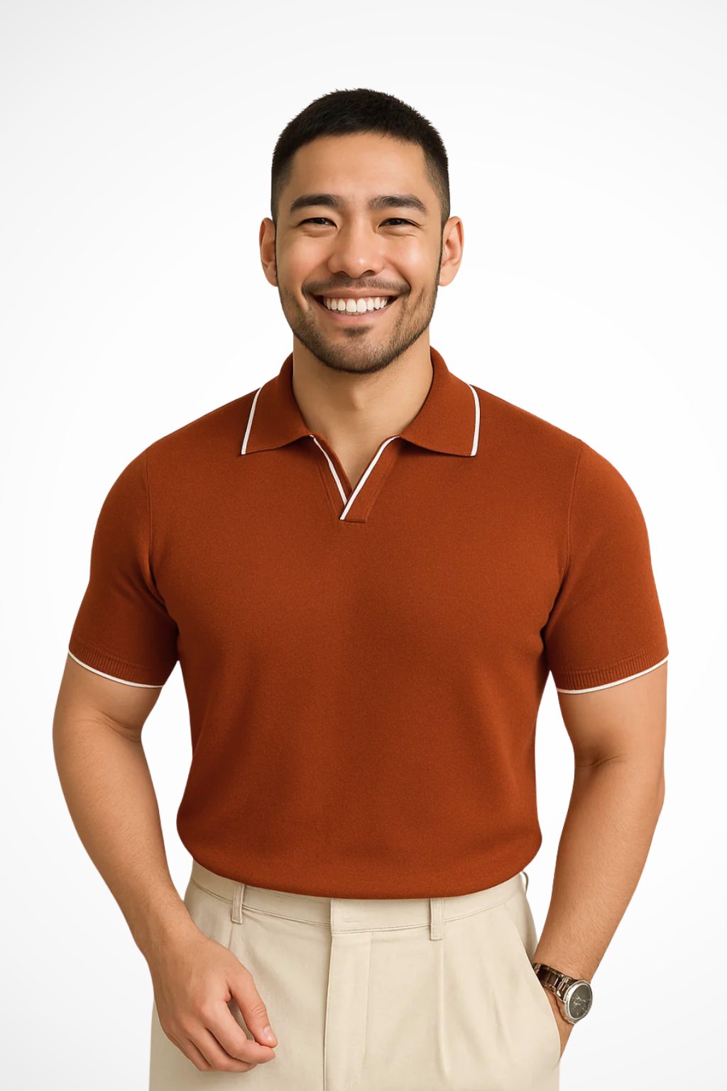 Men's Knitted Polo Shirt | Short Sleeve Collar Knit