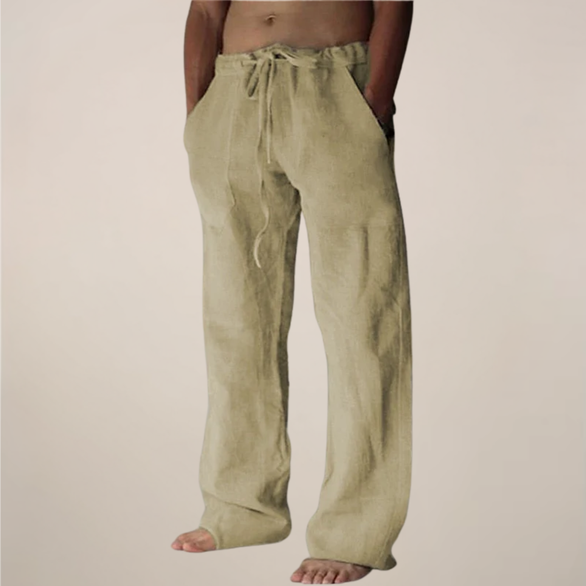 Men's Linen Pants | Drawstring Waist Relaxed Fit Full Length