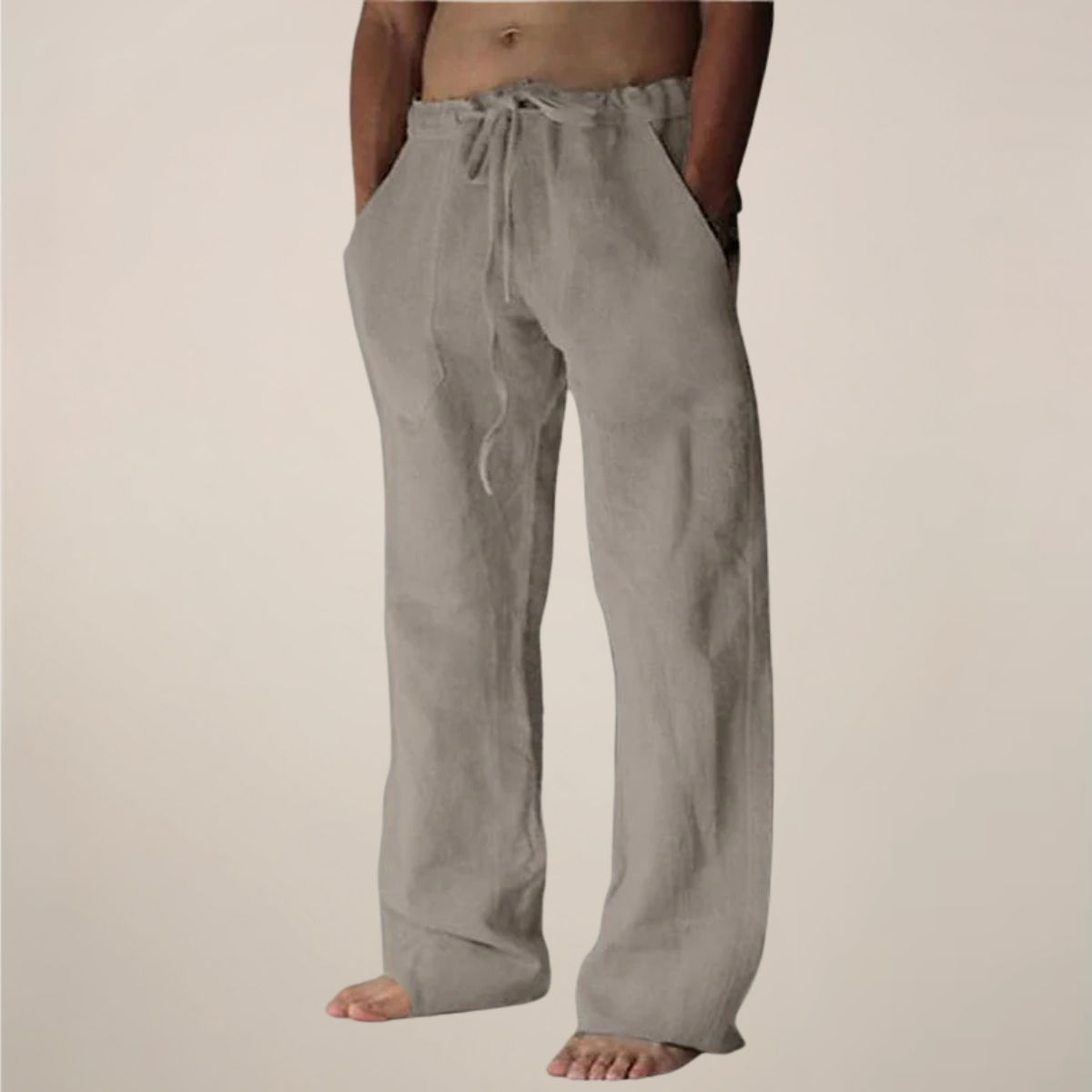 Men's Linen Pants | Drawstring Waist Relaxed Fit Full Length