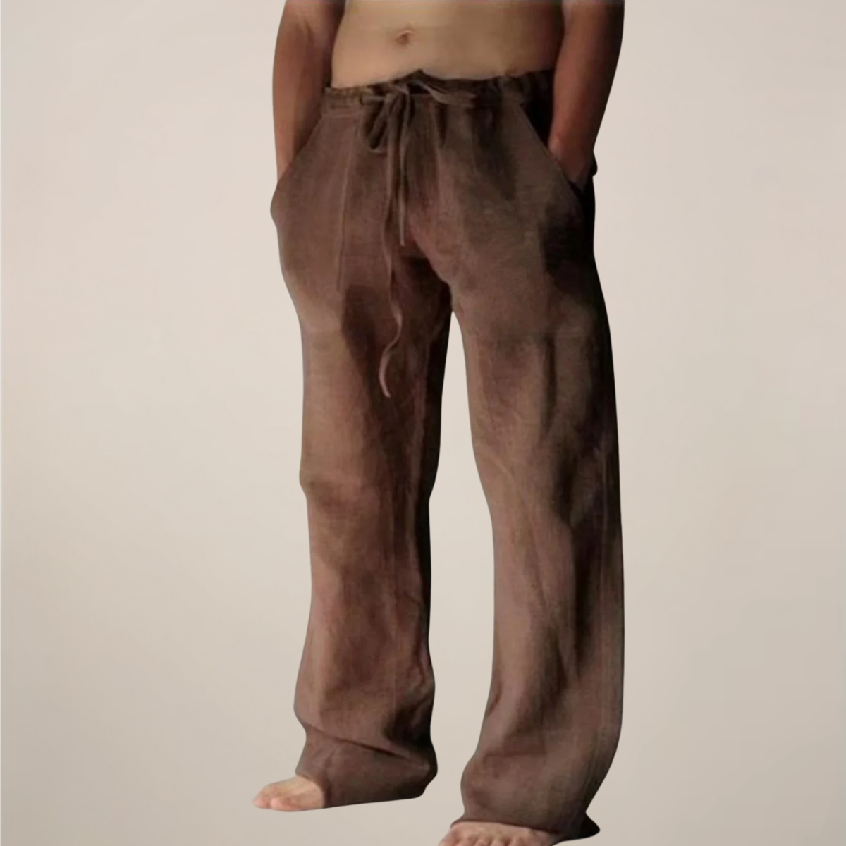 Men's Linen Pants | Drawstring Waist Relaxed Fit Full Length