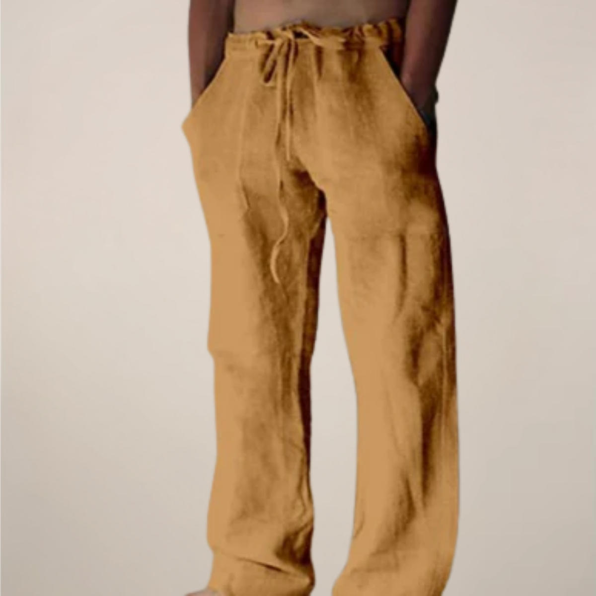 Men's Linen Pants | Drawstring Waist Relaxed Fit Full Length