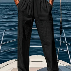 Men's Linen Slacks | Loose Fit Drawstring Full Length