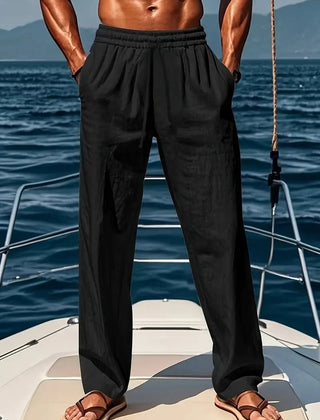 Men's Linen Slacks | Loose Fit Drawstring Full Length