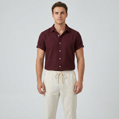 Men's Linen Slacks | Short Sleeve Button Closure Relaxed