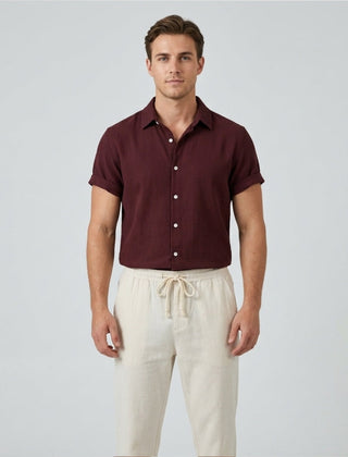 Men's Linen Slacks | Short Sleeve Button Closure Relaxed