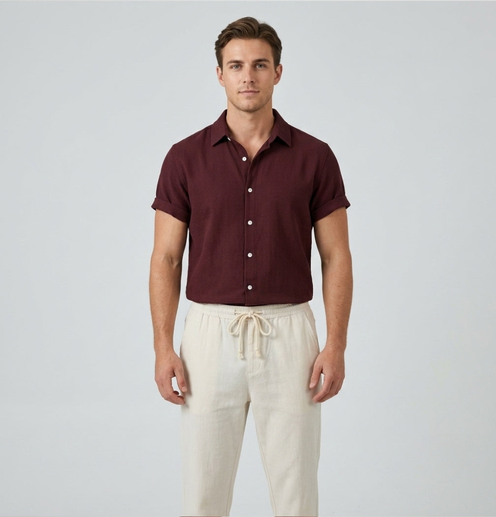 Men's Linen Slacks | Short Sleeve Button Closure Relaxed