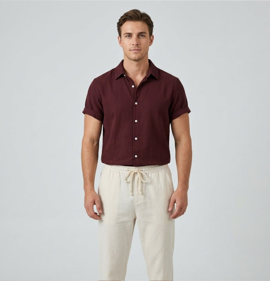 Men's Linen Slacks | Short Sleeve Button Closure Relaxed