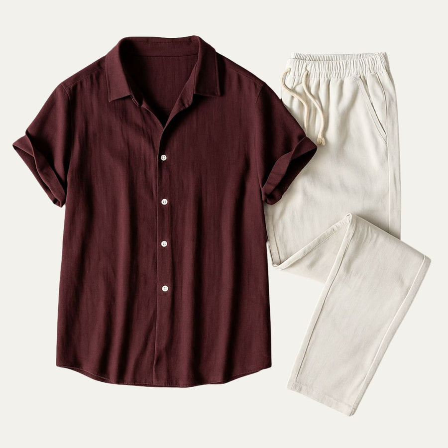 Men's Linen Slacks | Short Sleeve Button Closure Relaxed