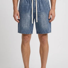 Men's Casual Short Jeans with Drawstring Waist