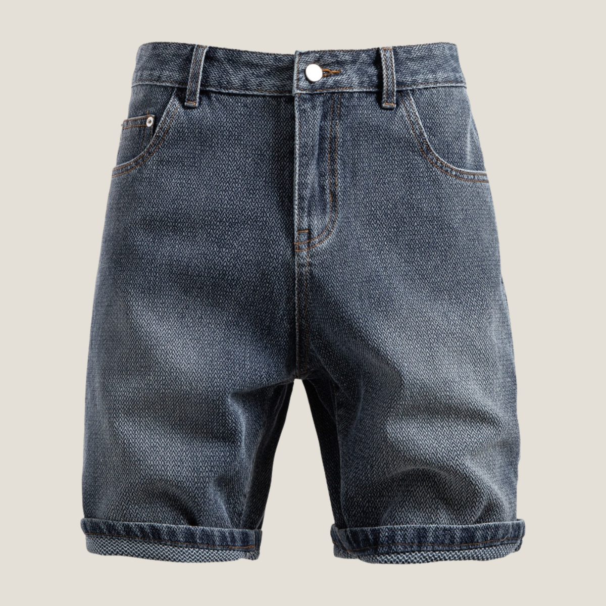 Men's Denim Shorts | Relaxed Fit Rolled Hem Five-Pocket