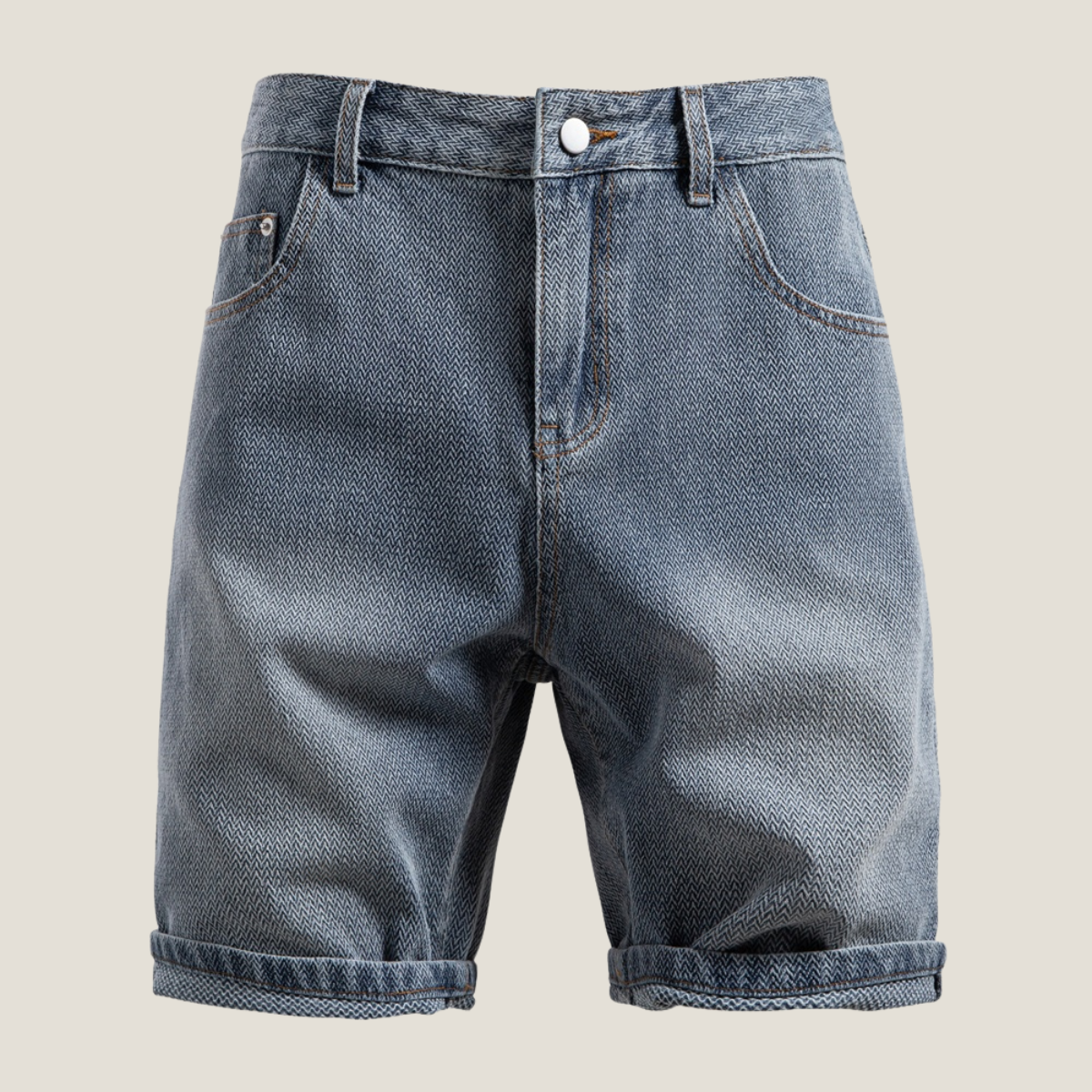 Men's Denim Shorts | Relaxed Fit Rolled Hem Five-Pocket