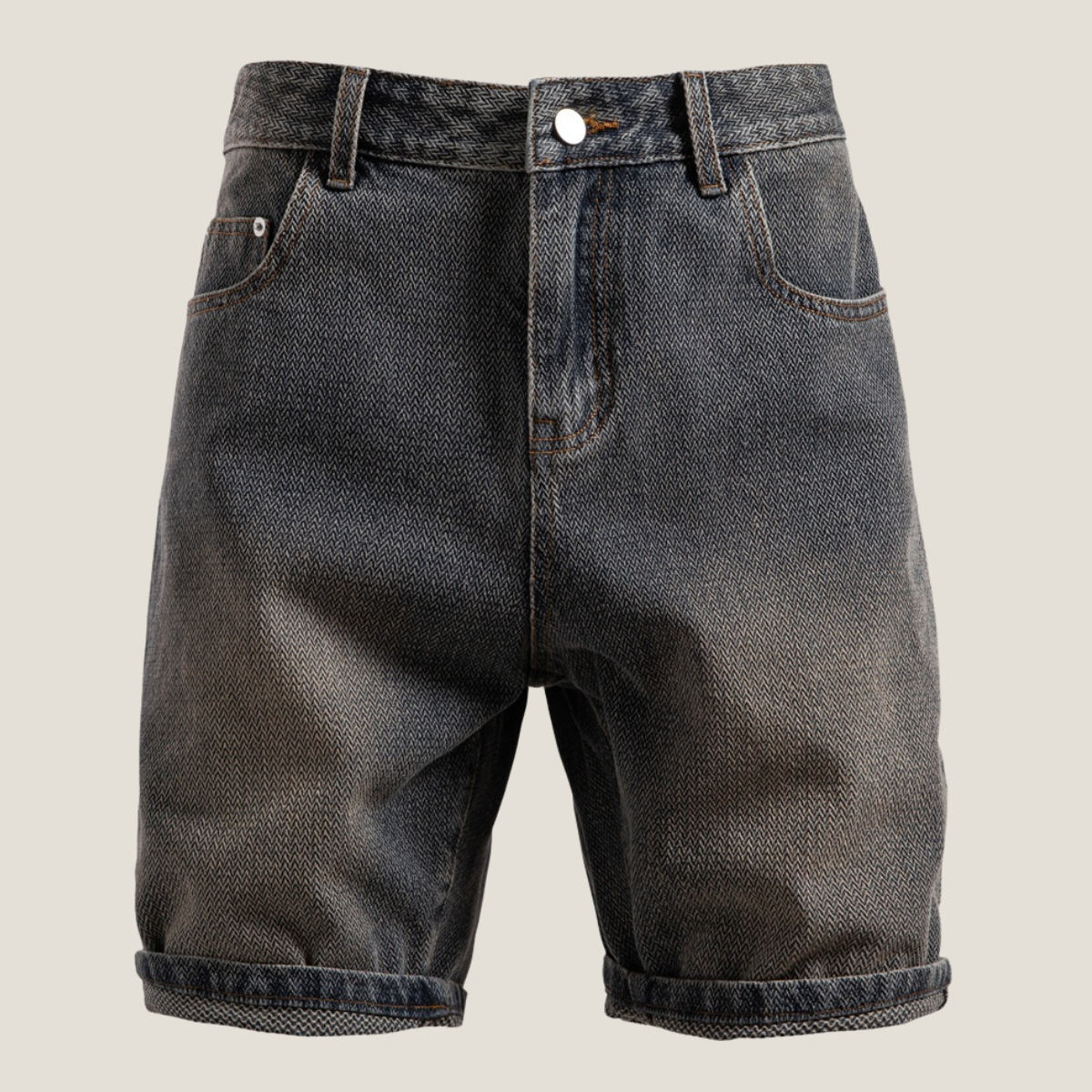 Men's Denim Shorts | Relaxed Fit Rolled Hem Five-Pocket