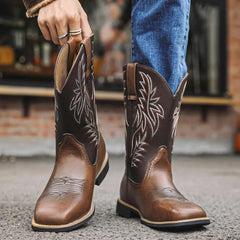 Black Shoes For Men | Pointed Toe Western Embroidered Leather
