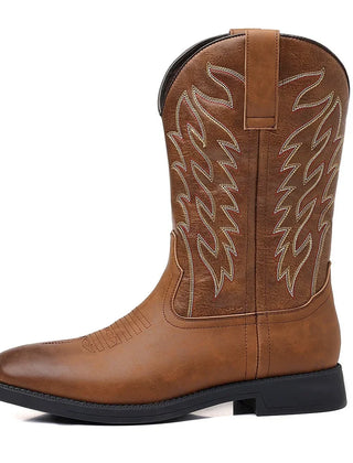 Black Shoes For Men | Pointed Toe Western Embroidered Leather