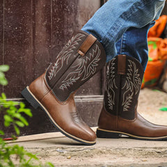 Black Shoes For Men | Pointed Toe Western Embroidered Leather