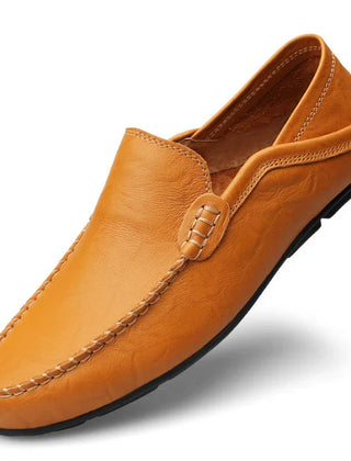 Black Slip On Loafers For Men | Round Toe Leather Moccasin