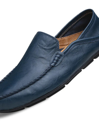 Black Slip On Loafers For Men | Round Toe Leather Moccasin