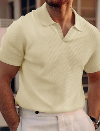 Men's White Shirt | Polo Knit Short Sleeve Collar