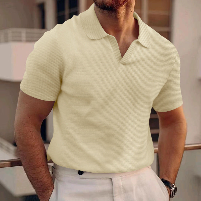 Men's White Shirt | Polo Knit Short Sleeve Collar