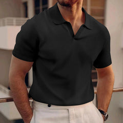 Men's White Shirt | Polo Knit Short Sleeve Collar