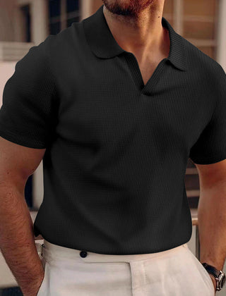 Men's White Shirt | Polo Knit Short Sleeve Collar