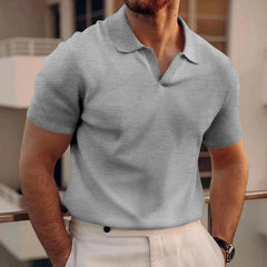 Men's White Shirt | Polo Knit Short Sleeve Collar