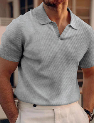 Men's White Shirt | Polo Knit Short Sleeve Collar