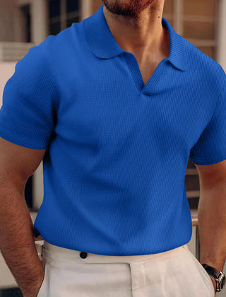 Men's White Shirt | Polo Knit Short Sleeve Collar