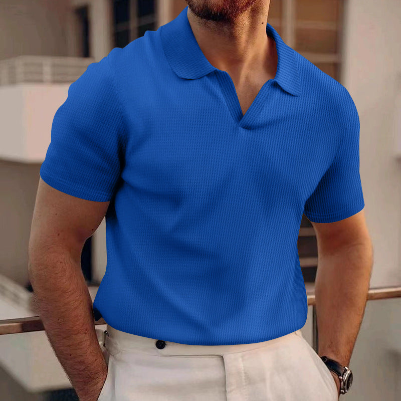 Men's White Shirt | Polo Knit Short Sleeve Collar