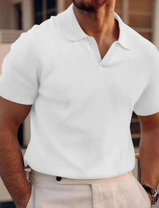 Men's White Shirt | Polo Knit Short Sleeve Collar