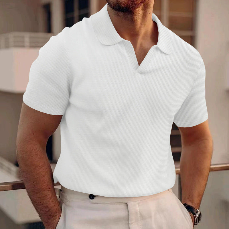 Men's White Shirt | Polo Knit Short Sleeve Collar