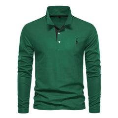 Men's Black Shirt | Polo Long Sleeve Slim Fit
